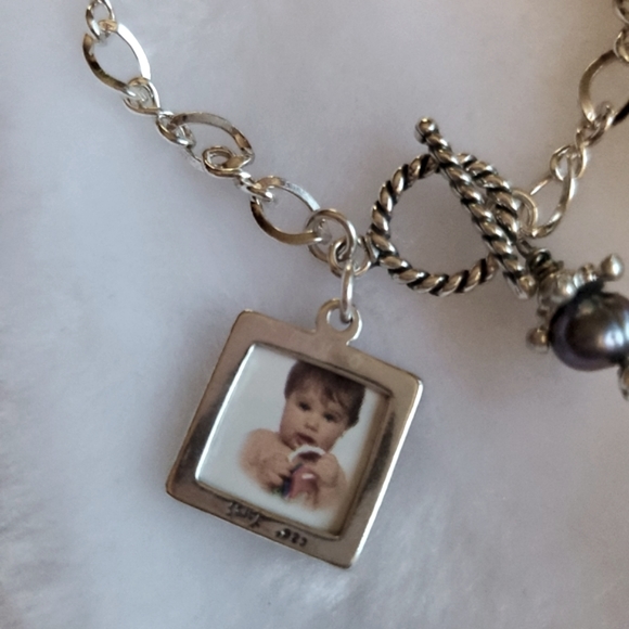 Silver Infinity Bracelet w/ Picture Frame & Freshwater Pearl - Picture 6 of 10